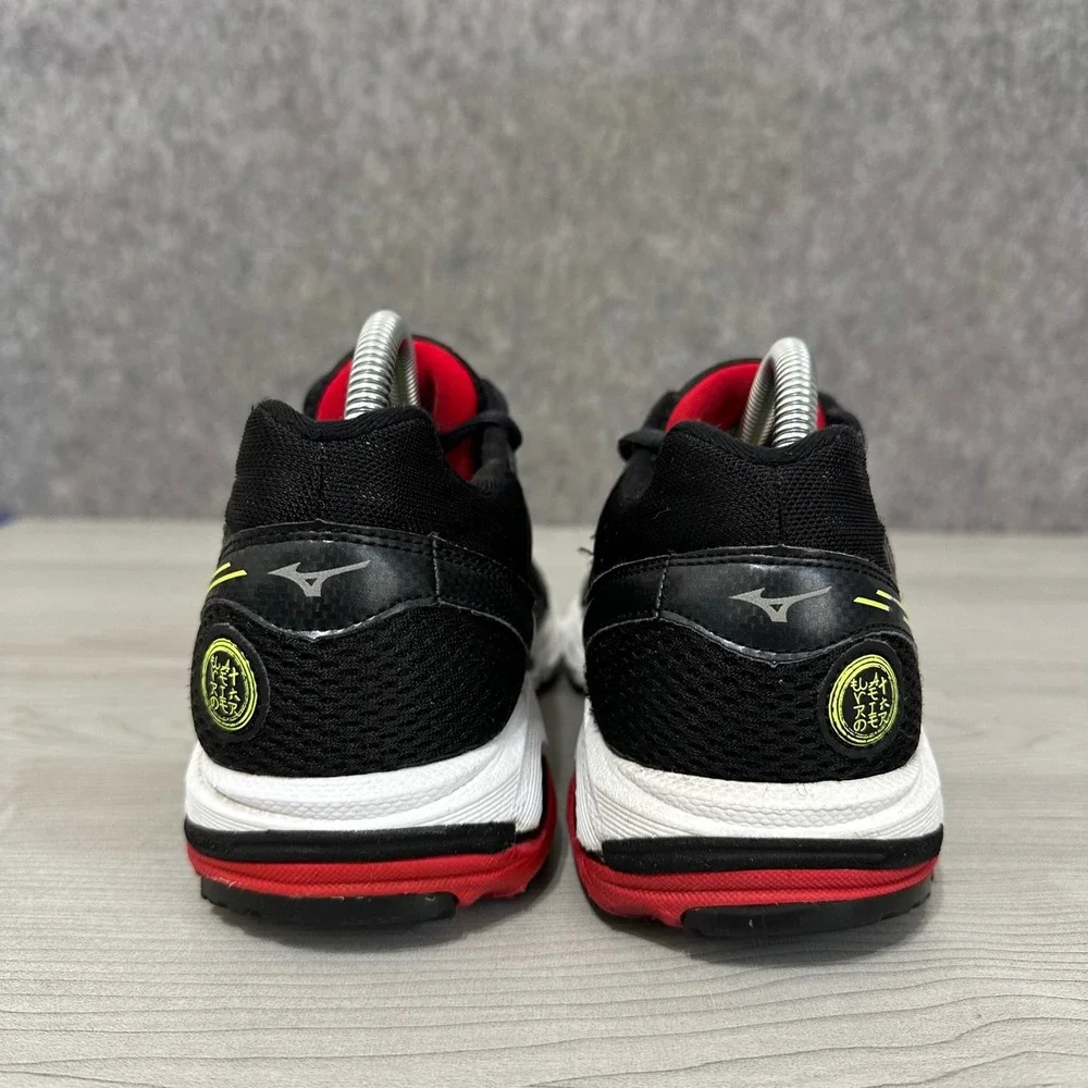 Mizuno Wave Rider 16 Running Shoes Mens 8.5‎ Black Red Yellow Athletic Sneakers